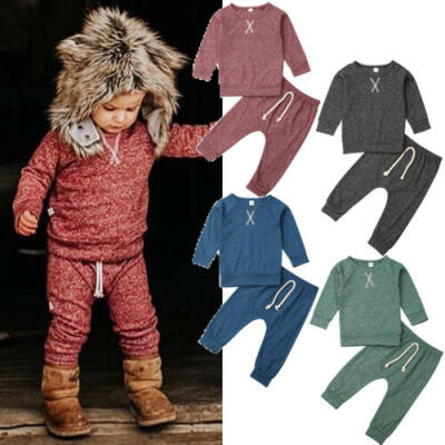 

US Newborn Baby Boy Girl Autumn Clothes Comfy Tops T-shirt Long Pants Outfit Set