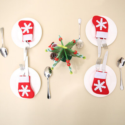 

Tailored 4Pcs Christmas Xmas Decor Kitchen Tableware Holder Pocket Dinner Cutlery Bag