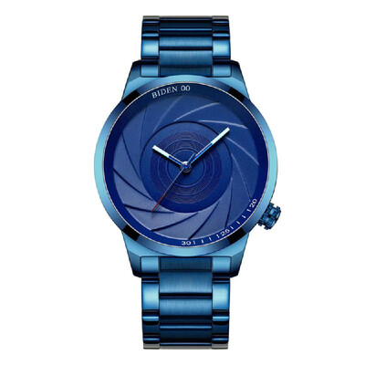 

BIDEN Men Fashion Simple Sport Quartz Watch Big Dial Stainless Steel Band Wrist Watch