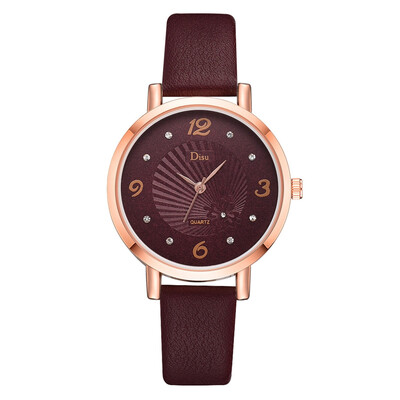

DISU Relogio feminino Women Watches Retro Casual Girl Quartz Watch Casual Leather Ladies Dress Watches Women Clock Montre Femme