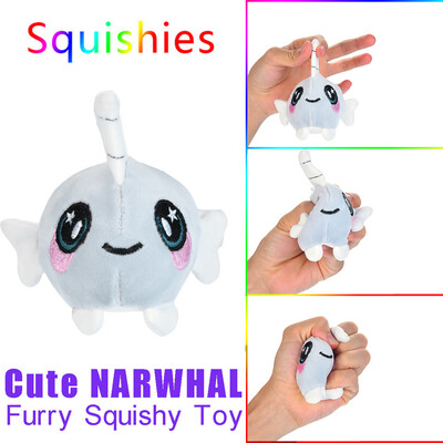 

Gotoamei Furry Squishies Narwhal Foamed Stuffed Slow Rising Toys Stress Relief Toy Props