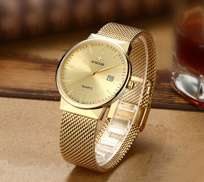 

WWOOR grip love explosion mens mesh belt quartz watch calendar waterproof mens watch