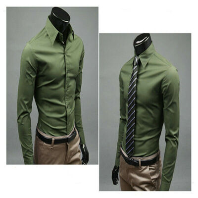 

SUNSIOM Mens Casual Shirt Long Sleeve Slim Fit Solid Shirts Cotton Dress Shirts Tops