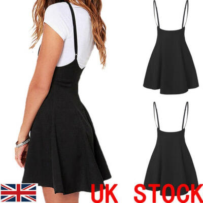 

UK Womens Suspender Mini Skirt Stretch High Waist Skater Flared Pleated Dress