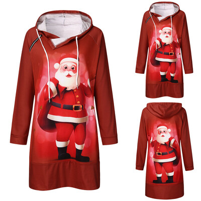 

Gobestart Women Fashion Leisure Map Print Long Sleeve Hooded O-Neck Dress