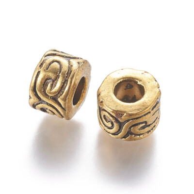 

Tibetan Style Alloy European Beads Large Hole Beads Lead Free&Nickel Free&Cadmium Free Column Antique Golden 11x7mm