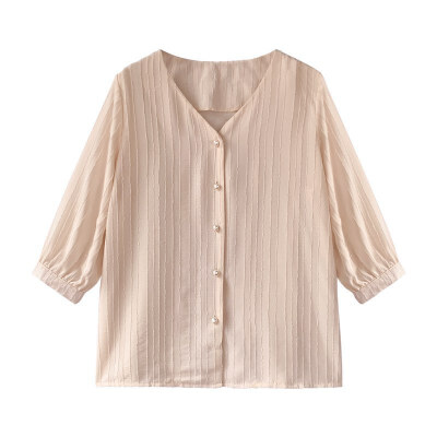 

Female Casual V Collar Summer Blouse Fashion Summer Womens Chiffon Blouses