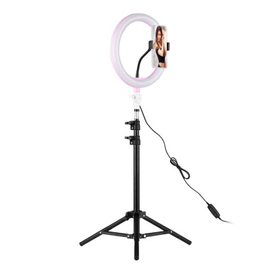 

26cm10 Inch LED Ring Light with Light Stand Universal Phone Holder Kit USB Powered with Wired Remote Control 10 Levels Brightness