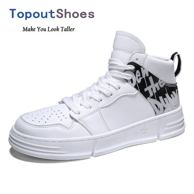 

TopoutShoes Elevator Men Street Skateboarding Shoes High Top Taller Fashion Sneakers Add Height 28inch 7cm