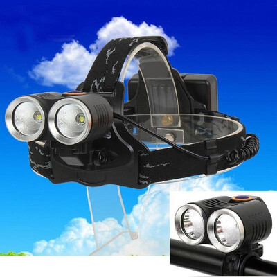 

Rechargeable Ultra Bright 4000LM 2 LED Bicycle Light Headlight Bike Headlamp Torch Outdoor Night Fishing Hunting Camping Cycling