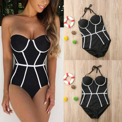 

Sexy Womens One Piece Swimsuit Push Up Padded Bikini Monokini Swimwear Beach