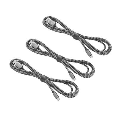 

3pcs Micro20 USB Nylon Braided Data Cable Fast Charger Cord