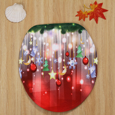 

Gobestart Merry Christmas Pedestal Rug Lid Toilet Cover Bath Mat 3PCSet E
