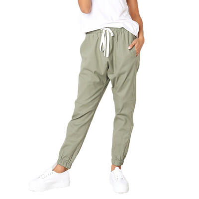 

Tailored Women Casual Solid Straight Leg Pants Waistband Bandage Mid-Waist Pants Trousers