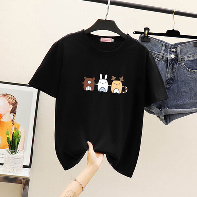 

Ladies Printed Basic Tee Short Sleeve Casual Tops Round Neck Sports Gym T Shirt