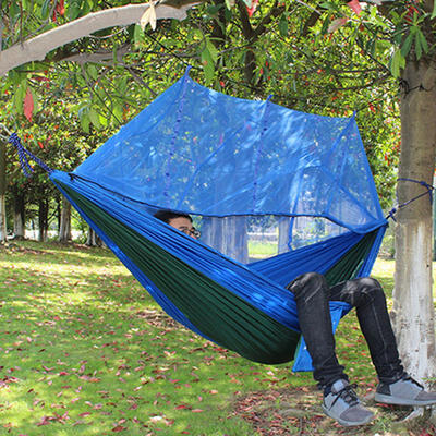 

Double Hammock With Mosquito Mesh Garden Parachute Cloth Camping Leisure HammocksBlueGreenOrangePurple