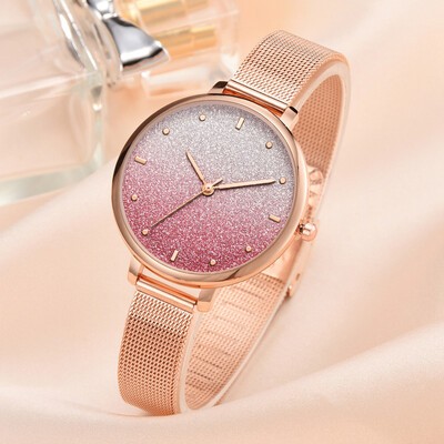 

RM Fashion Simple Ladies Watch Color Cool Frosted Dial Ladie Quartz Mesh Belt Watch