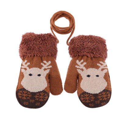 

Cute Children Boys Girls Knitted Gloves Winter Warm Deer Print Gloves Gift