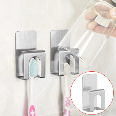 

Siaonvr Toothbrush Holder Stainless Steel Bathroom Stand Wall Toothpaste Mount Organiz