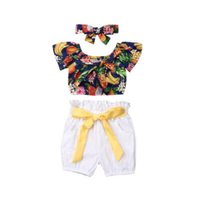 

Toddler Kids Baby Girls Fruit Crop TopsShorts Pants Outfits Set Summer Clothes