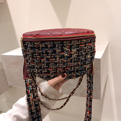 

Qiao Bani 2019 new European&American style fashion street shoot small incense wind hit color shoulder bag diagonal cross fashion handbag