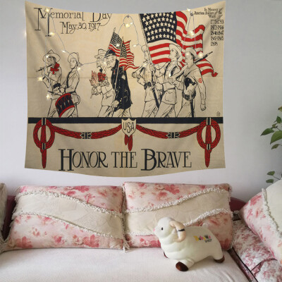 

Toponeto Independence Day Print Family Tapestry Light String Combination Wall Decoration