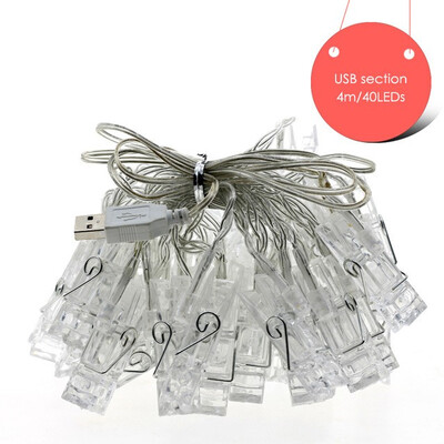 

LED String Light Clip Lamp 20LED 40LED 100LED Card Photo Decoration Christmas Wedding Holiday Light