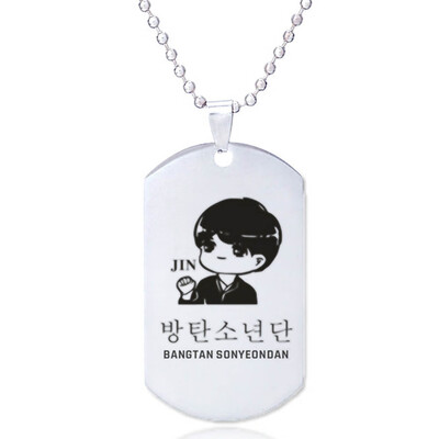 

KPOP BTS Bangtan Boys Same Paragraph Necklace Cartoon Image Military Necklace Simple Elegant Male Female Necklace Gifts for Fans