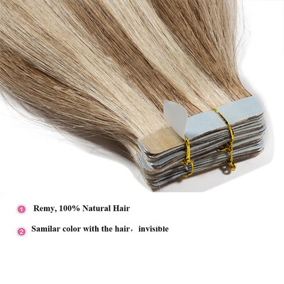 

Tape in Human Hair Extensions Highlight Balayage Long Straight Seamless Skin Weft Glue in Hairpieces Invisible 40pcs