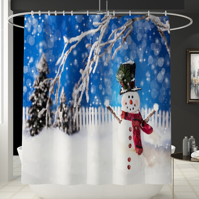 

Siaonvr Santa Christmas Print Toilet Bathroom Mat And Shower Curtain Four-Piece Set