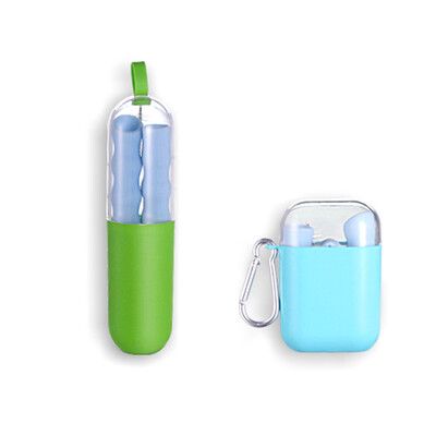 

4 Colors Reusable Folding Straw Environmental Creative Silicone Straw Package Party Bar Drinking Accessories