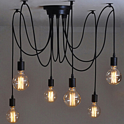 

6810 Retro Edison bulb chandelier Wrought Iron Lamps Spider light Restaurant Bar Ceiling Lights