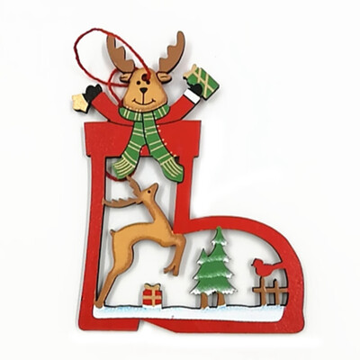 

2020 New Year Natural Wood Craft Christmas Tree Ornament Wooden Pendant Xmas Gift