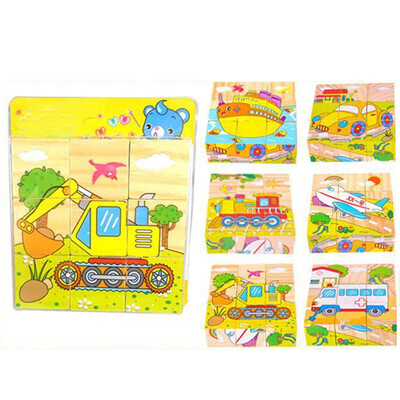 

Gotoamei Children Wooden 9 Blocks Six Sides Building Blocks Dimensional Puzzle