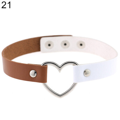 

Women\s Punk Faux Leather Love Heart Collar Choker Necklace Jewelry Charm Gift