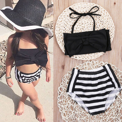 

Toddler Baby Kid Girl Bikini Swimwear Striped Swimming Bathing Suit Swimsuit