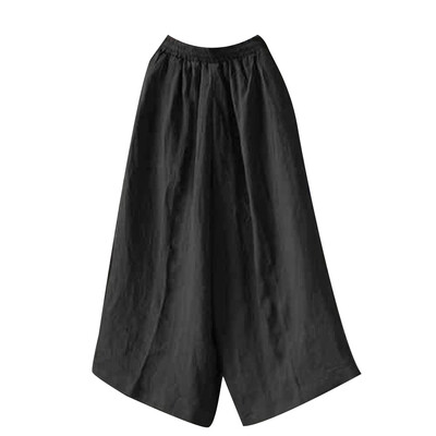 

Womens Pants Baggy Elastic Waist Wide Leg Solid Color Casual Beach Trousers