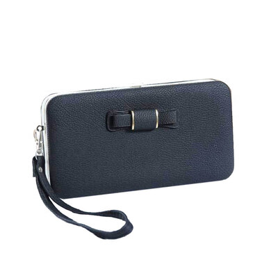 

Chic Bowknot Faux Leather Multi-Pocket Long Purse Women Phone Holder Clutch Bag