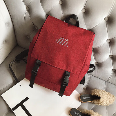 

Double shoulder bag male Korean version of campus canvas printing backpack retro British style college student couple trendy backp