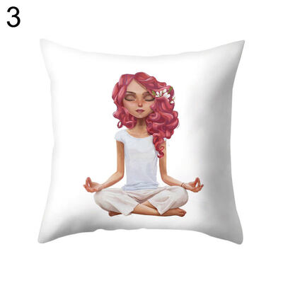 

Meditation Girl Square Throw Pillow Protector Case Cushion Cover Bedding Article