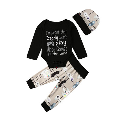 

Newborn Baby Boy Long Sleeve Tops Romper Leggings Pants Casual Clothes Set