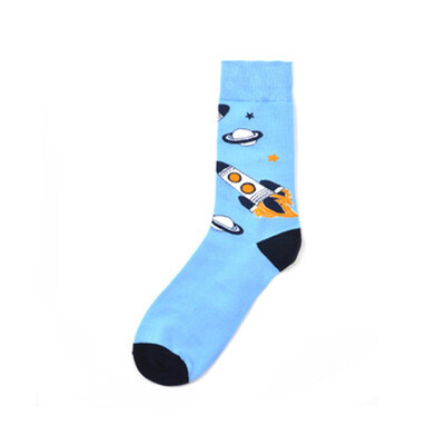 

New Mid Crew colorful Socks Spaceman series cosmic astronaut male personality in the tube cotton socks men sox