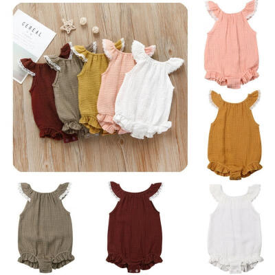 

Newborn Infant Baby Girls Ruffle Solid Romper Bodysuit Jumpsuit Clothes Outfits 0-24M