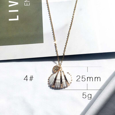 

Fashion 1PC Conch Cowrie Shell Pendant Choker Necklace for Women Gold Color Chain Choker Necklace Beach Coin Long Collier