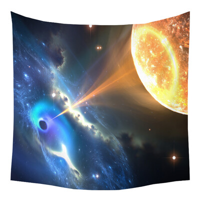 

Gobestart Tapestry Universe Moon Stars Space Plane Creative Home Bedroom Decor Romantic