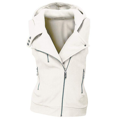 

Roseonmyhand Womens Winter Hooded Zip-Up Vest Sleeveless Pockets Jacket Coat With Zipper