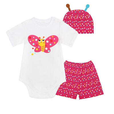 

3pcs Cute Animal Rompers Baby Boy Girl Outfits Dot Hat Shorts Clothes Set