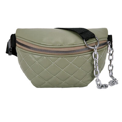 

Fashion Pure Color Sport Women Waist Fanny Packs Leather Lattice Chest Bags