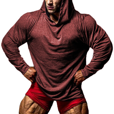 

Mens Slim Fit Athletic Gym Muscle Hoodies T-shirt Tops Sports Long Sleeve Blouse