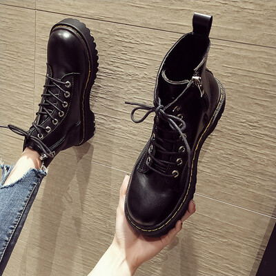 

Retro locomotive Martin boot girl autumn European&American college style flat bottom British style personality boots